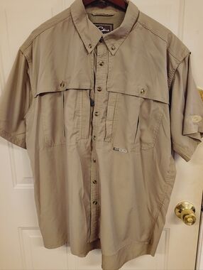 Drake Beige Mesh Shirt with Brown Logo Patch Large